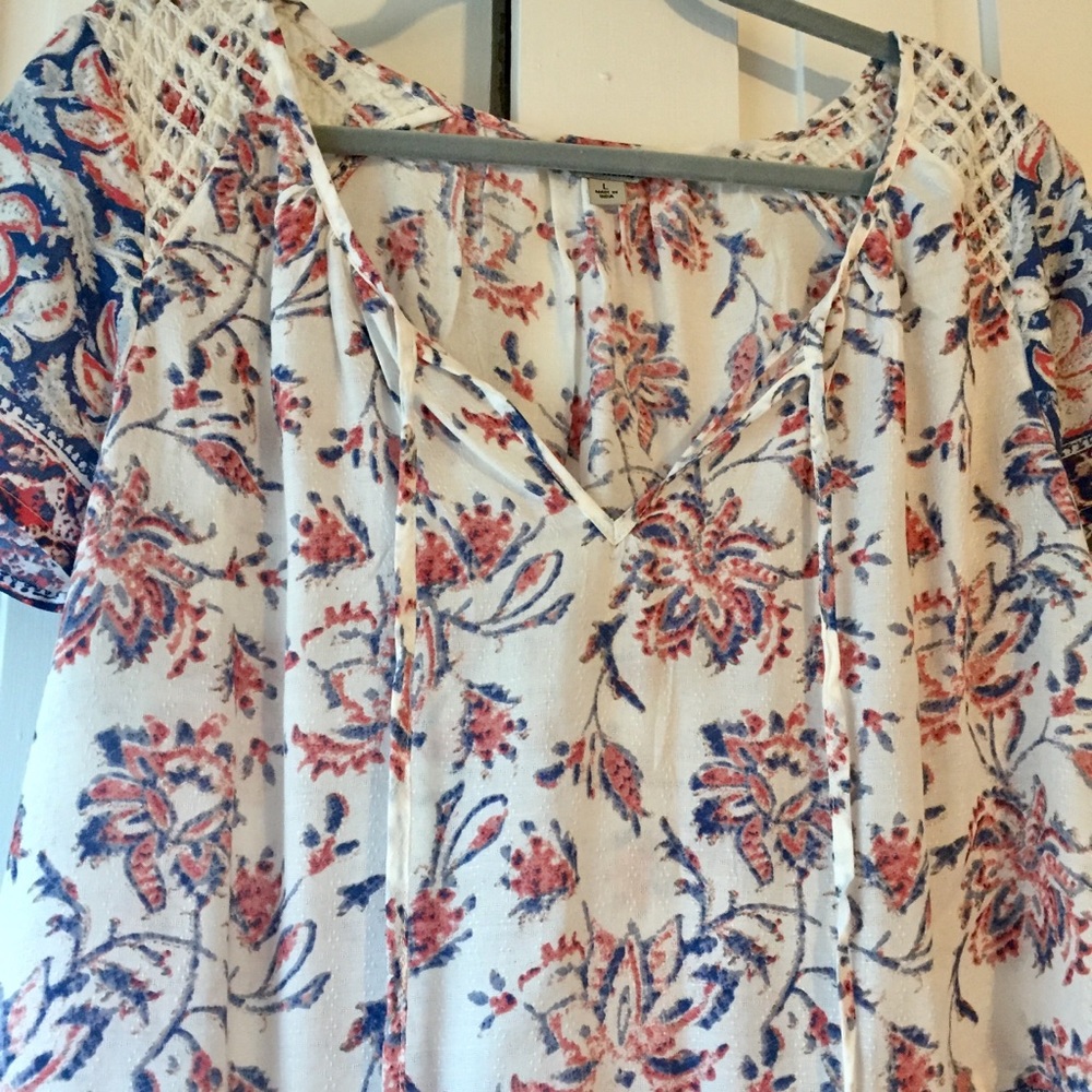 Lucky Brand Boho Floral Peasant Blouse - Large - Picture 3 of 5